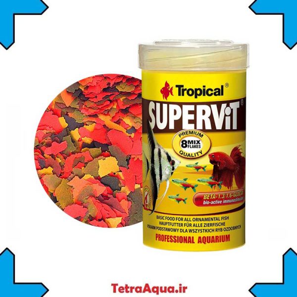 غذای ماهی سوپر ویت پولکی تروپیکال Supervit Flakes Tropical